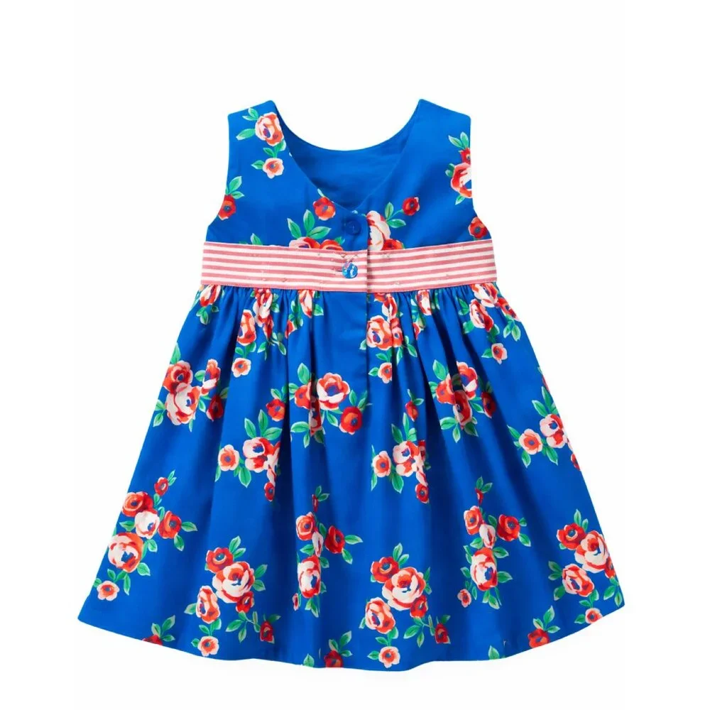 Gymboree Baby Girls Gazebo Party Cotton Floral Dress 18-24 Mo Blue Pink Rose